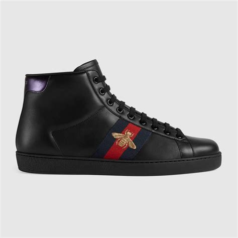 gucci ace high top sneakers black|gucci ace gg suede sneakers.